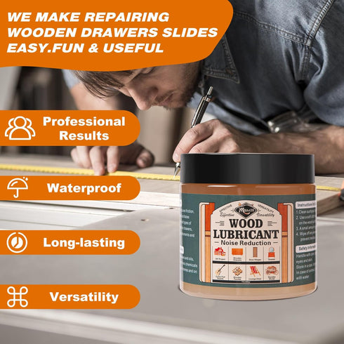 Meuvcol 7 Oz Wood Lubricant, Paste Wax for Wood, Drawer Slide Wax for Sticking Wood-to-Wood Drawers, Antique Furniture