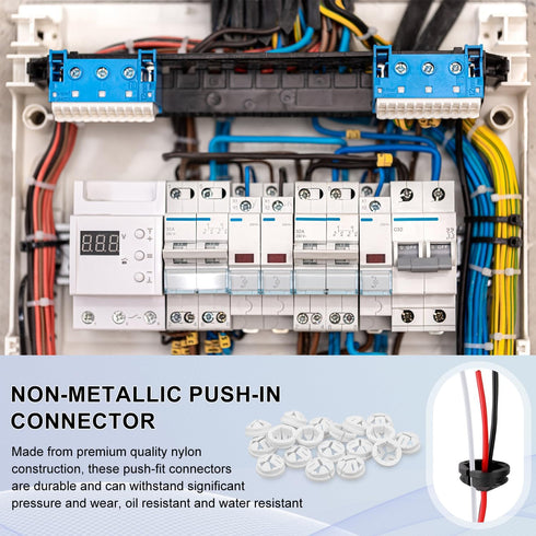 100pcs Push-in Cable Connectors, Non-Metallic Push In Connector for Romex 1/2 Inch Knockouts
