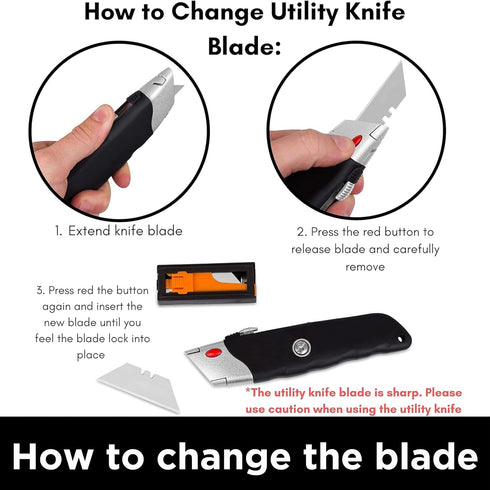 INTERNET'S BEST Premium Utility Knife Set, Retractable Box Cutter with Rubber Handle, Includes 2 Razor Knives