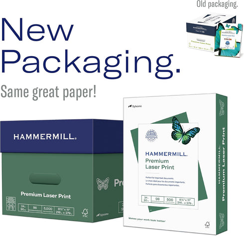 Hammermill Paper, Premium Laser Print Paper 8.5 x 11 Paper, Letter Size, 3 Hole, 24lb Paper, 98 Bright, 1 Ream / 500 Sheets (107681R) by Hammermill