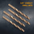 POWERTEC Cobalt Drill Bits 10 Pack, 1/4 Inch and 3/8 Inch, M35 HSS Jobber Length Twist Drill Bits for Wood, Metal.