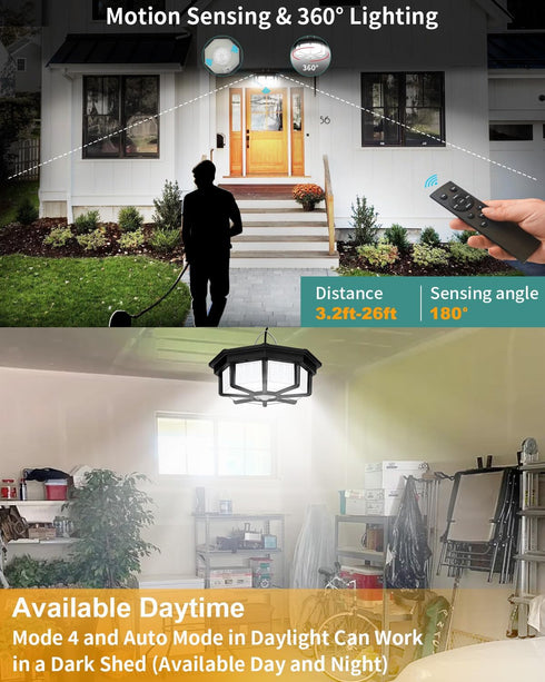 288LED 360Lighting Sensor/5 AEQ Solar Shed Light Indoor Outdoor Solar Lights Work in Daytime with Remote Control