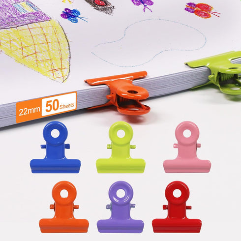 Coideal Colored Bulldog Paper Clips, 30 Pack, 0.87 Inch Small Metal Mini Binder Clips for Office, Home, Kitchen