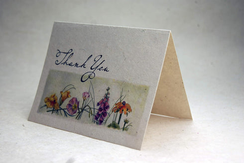 Generic Set 10 Seed Paper Thank You Card Wildflower Watercolor Print