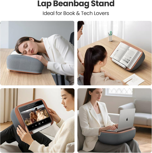 Tounee Book Holder Stand - Ultra Soft Lap Beanbag Pillow for Books, Tablets, iPads & Kindle - Hands-Free Reading