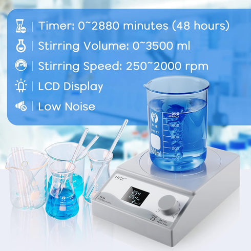 HYCC Digital Magnetic Stirrer Laboratory Stir Plate with Timing Function and LCD Display