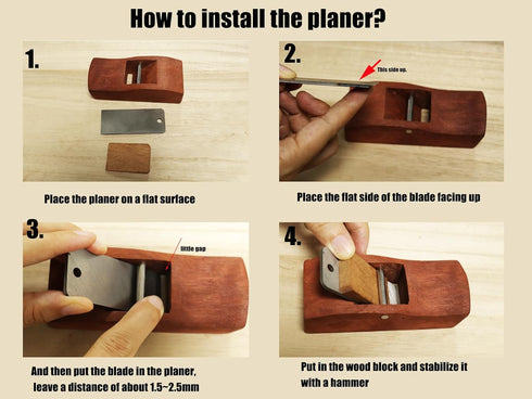 Atoplee Wood Hand Planes, Mini and Portable Woodworking Edge Trimming Plane with 1 Planer Blade and 1 Wood Fixer