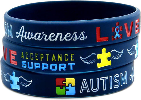 Inkstone Autism Awareness Bracelets, 6-Pack - Silicone Wristbands in Adult Unisex Size by Inkstone