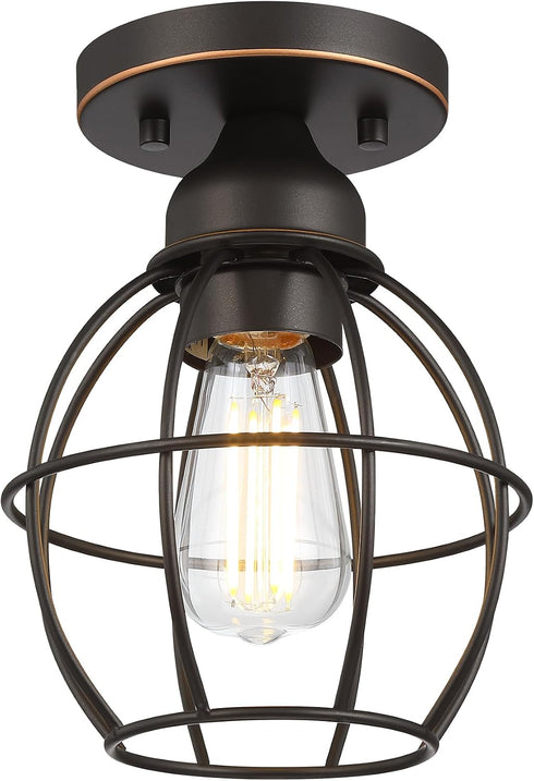 Farmhouse Ceiling Light Fixture, Vintage Semi Flush Mount Ceiling Light, Small Metal