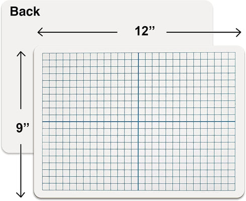 Scribbledo 5 Pack Dry Erase XY Axis Coordinate Plane Graph Lap Boards - 9” X 12” for Classroom Use