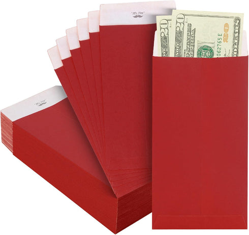 Mr. Pen 100 Pack Money Envelopes for Cash, 6.5" x 3.5", Red, Small Envelopes for Budgeting and Money Saving Challenge