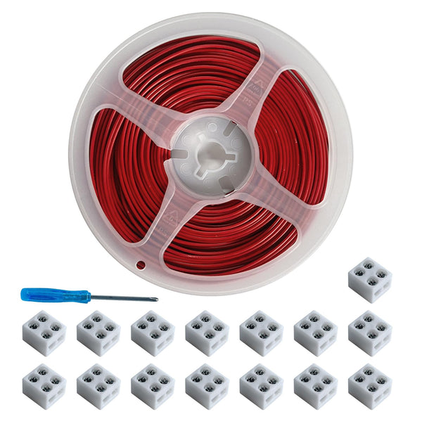 15Pack 2pin LED Strip Connector with 32.8ft Wire - Tighten Screw Terminal Blocks for 5-24v LED Tape Light (2P-8MM)