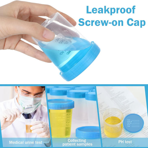 25 Pcs Disposable Urine Cup Specimen Containers with Lids and Tamper Evident Seal, 4 oz