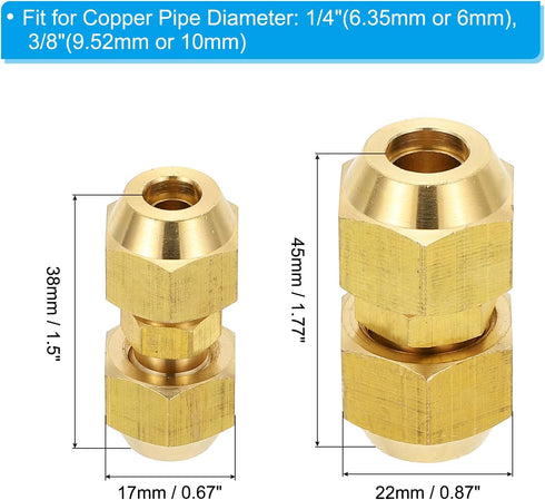 PATIKIL Pipe Extension Joint Connector Set | 2Pcs Free Welding AC Copper Pipe Coupling Adapter Fittings for