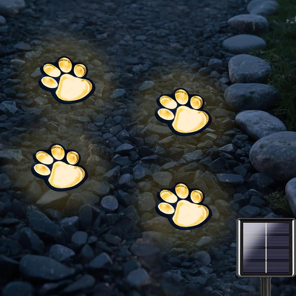 SKYINGFEW Paw Print Solar Lights - Set of 4 Pack Dog Animal Lights