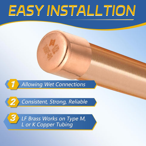 50-PACK GUOFIS 1/2 Inch C x 1/2 Inch C Copper Plug - LF Short Radius Fittings End Cap for Residential, Commercial