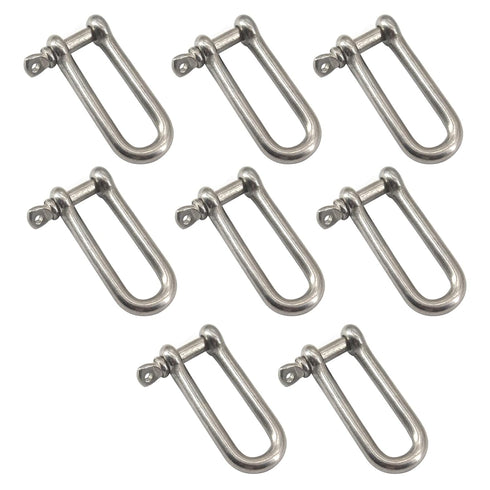 M5 Long D Ring Shackle - 304 Stainless Steel Anchor Shackle with Screw Pin for Rigging Accessories (Pack of 8)