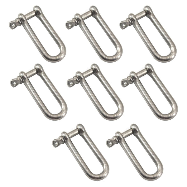 M5 Long D Ring Shackle - 304 Stainless Steel Anchor Shackle with Screw Pin for Rigging Accessories (Pack of 8)