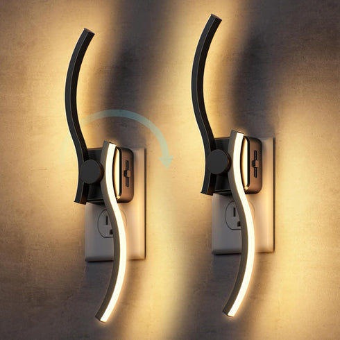 Briignite Night Lights Plug into Wall 2 Pack, Wall Sconce Night Light