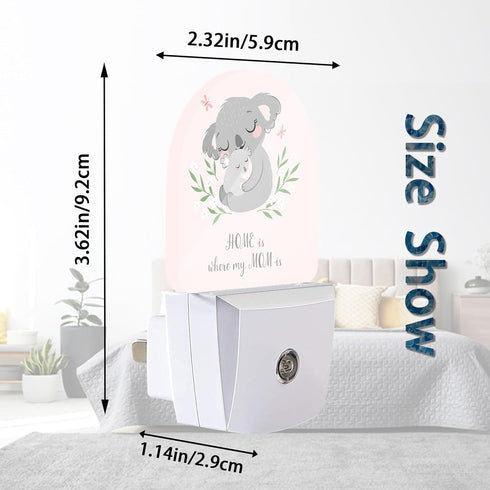 Cute Koala Mom and Baby Night Lights Plug into Wall for Girls Boys Room,Night Light LED Lamp Dusk to Dawn Sensor Round