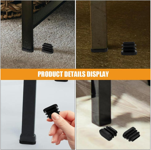 30pcs Zerodeko Oval Plastic Chair Leg Plugs and Table Leg Protectors Black Furniture Covers Tube End Caps for Floor