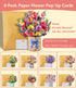 8 Pack 3D Magic Ants Pop Up Flower Bouquet Cards Assortment Beautiful Spring Floral Greeting Cards with Envelopes