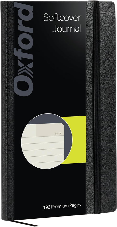 Oxford Lined Writing Journal, Classic Notebook for School or Office, 192 Pages, 5" x 8.25", Softcover, Black