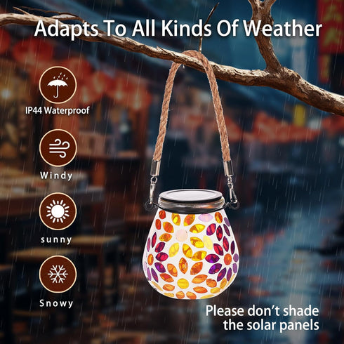 Mosaic Solar Lights Outdoor Lanterns, Decorative Waterproof Hanging Lanterns, Solar Night Lights for Garden, Patio,