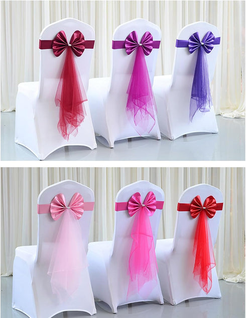 Ywmsfl 6pieces Chair Sashes for Weddings Stretch Band Spandex Bows for Elegant Decors Event Accent Chair