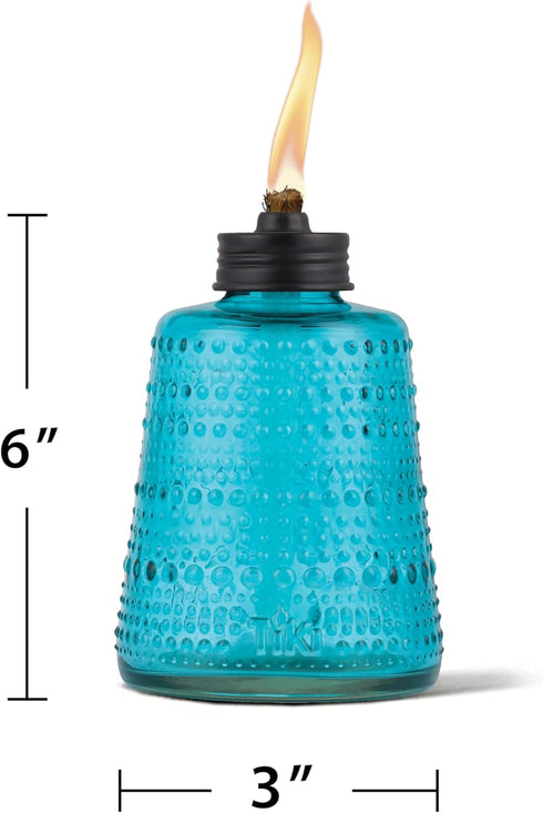 3-Pack 6-Inch TIKI Carnival Glass Tabletop Torches, Decorative Outdoor Tabletop TIKI Torches for Patio, Backyard