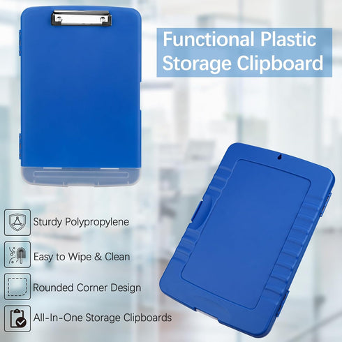 8.5x11 Meiikun Clipboard with Storage, Plastic Clipboards with Pen Holder, High Capacity Nursing Clipboard Folder, Side