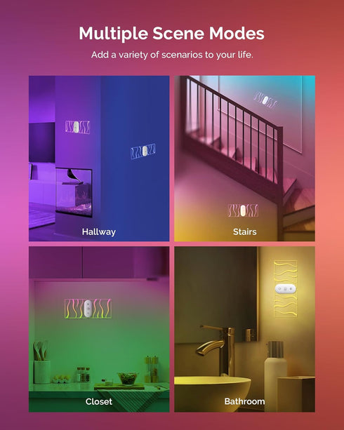 (2 Pack) Dimming, LOFTEK Motion Sensor Night Light - Rechargeable RGB Color Changing Wall Light, Stepless Battery