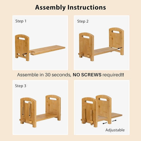 Adjustable Desktop Bookshelf - Sturdy Desk Bookshelf and Book Organizer - No Tools Required to Assemble This Desktop