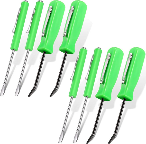 Zhehao 8 Pieces Pocket Magnetic Screwdriver Set - Mini Slotted Head with Pry Bar for Home and Office Repairs.