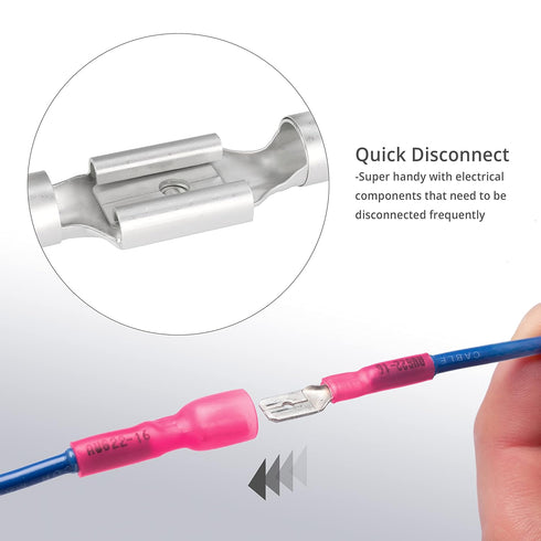 150 PCS Wirefy Female Spade Connectors, Heat Shrink Spade Connector Kit for Electrical Terminals