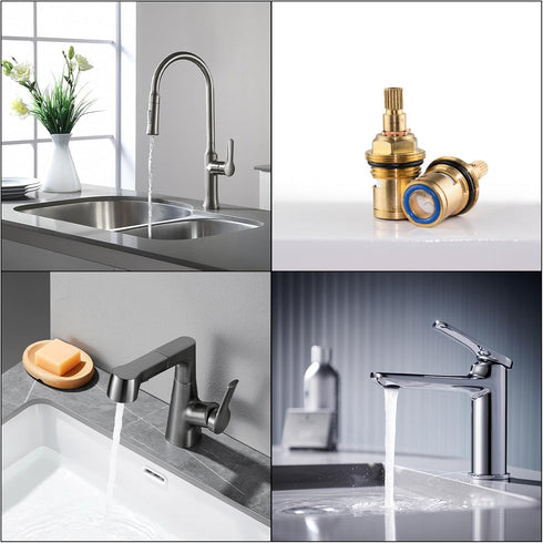 Brass Ceramic Stem Disc Cartridge G1/2" Replacement Valve for Faucet Repair Parts in Bathroom Kitchen