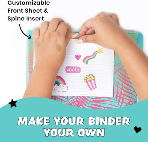 Yoobi 1 Inch Binder Set, 3-Ring Binders with 2 Pockets, Holds up to 220 Sheets, 4 Pack, Palm Leaves