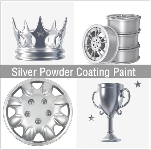 Powder Coating Powder for Metal Surfaces, Car Paint, Building Materials, Silver, 16 oz, Perfect for Steel Structures