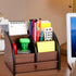 Foraineam Wooden Desk Organizer with Drawer - Remote Control Holder Caddy and Makeup Organizers for Home Office Storage