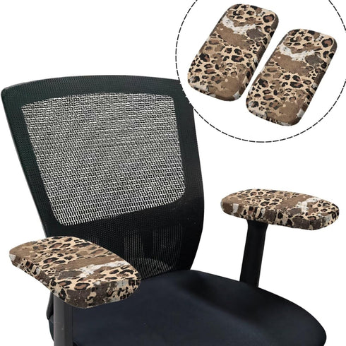 Cugasmaru 4-Pc Set Brown Leopard Office Chair Covers with Office Chair Arm Pads St. Patrick's Day Accent Chair Stretchy