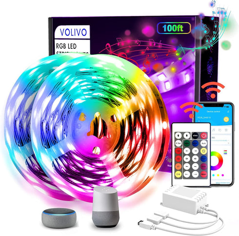VOLIVO LED Strip Lights WiFi 100 FT, Compatible with Alexa and Google