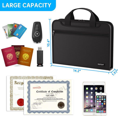 ENGPOW Fireproof Document Organizer Folder, Expanding File Folder with Multi Pockets, Portable Storage for Important