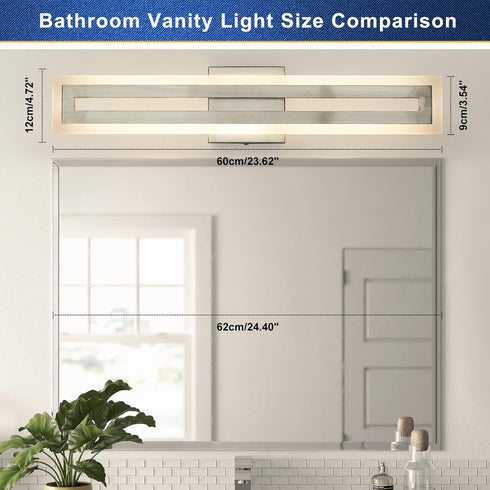 24 Inch, 15W 3CCT Dimmable WILON Modern Bathroom Vanity Light Brushed Nickel LED Vanity Light, Bathroom Light Fixtures