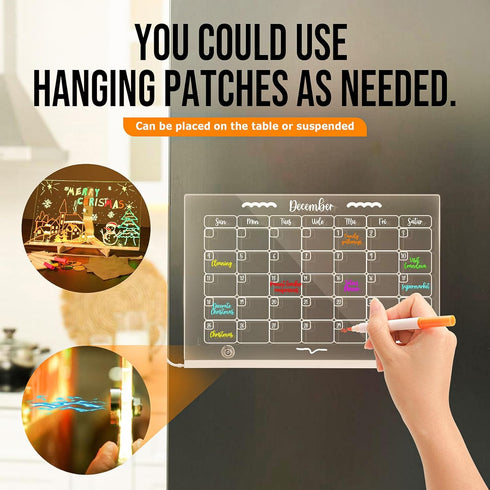 LED Note Board with Multicolor Light Control - 11.8 x 7.9 Inch Magnetic Acrylic Writing Board for Home, Office, School