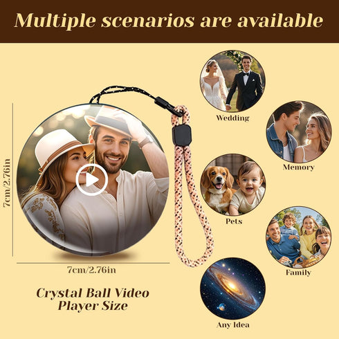 2.8" 4GB Memory Sphere Lamp, Crystal Ball Video Player Memory Orbs Ornament Uploadable Videos & Photos, Personalized