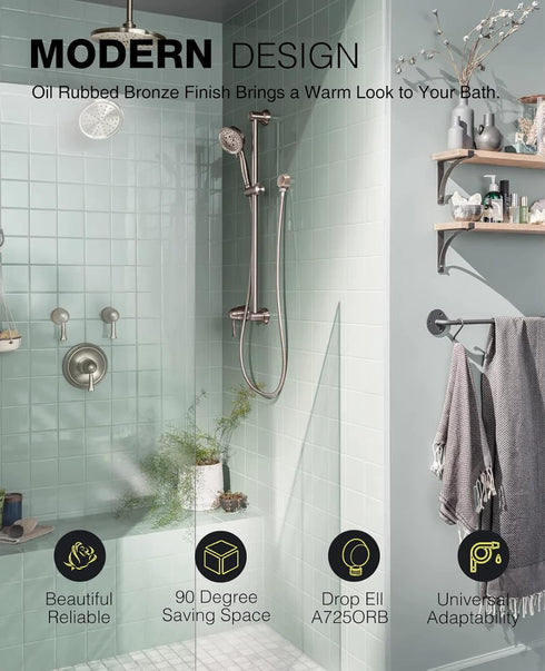 A725ORB Round Drop Ell Handheld Shower Wall Connector, Oil-Rubbed Bronze