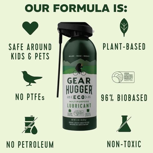 (11 oz, Pack 2), Gear Hugger Multipurpose Lubricant - Eco-Friendly of Rust Remover - Garage Door Lubricant Spray, Door
