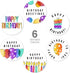 Modern Vibrant Watercolor Birthday Stickers, 6 Bright Balloons Designs, 500 Colorful Celebration Labels
