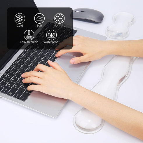 ABRONDA Set Gel Wrist Rest for Keyboard and Mouse, Wrist Rest for Keyboard, Mouse Wrist Support, Pain Relief, Cool
