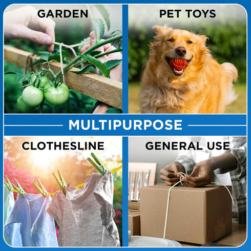 TECEUM 50 FT Cotton Rope 3/16 (5 mm) - Strong Braided Rope for Crafting, Camping, DIY, Indoor & Outdoor Use, Red